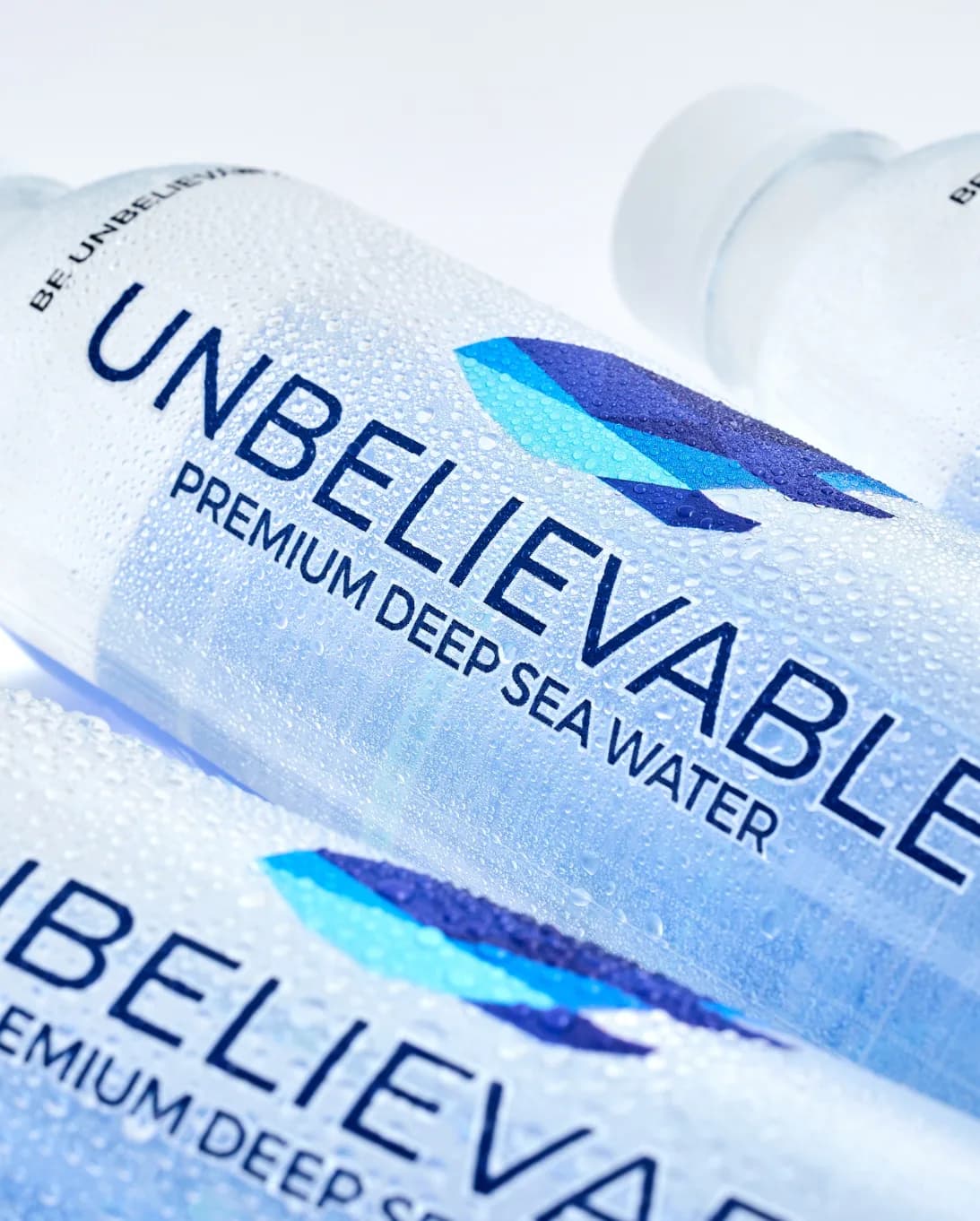 Unbelievable Recovery bottles with condensation, premium deep sea water